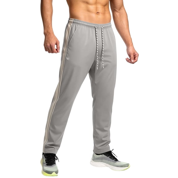 Trgacdwlo Men Hiking Pants Striped Straight Leg Mens Joggers Lightweight Elastic Waist Running Workout Mens Lounge Pants Gray XXL