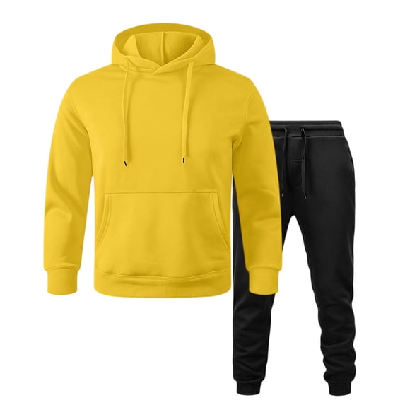 Trgacdwlo Men's Sweatsuits 2 Piece Set Fleece Casual Hoodie and Joggers Sport Pant Set Fall Winter Fuzz Tracksuit Men's Sweatsuits Yellow XXL