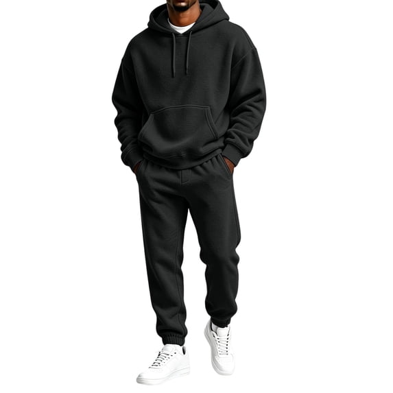 Trgacdwlo Men's Track Suits 2 Piece Sweatsuit Drawstring Fleece Hoodie & Joggers Sweatpants Set Workout Winter Sweatsuits for Men