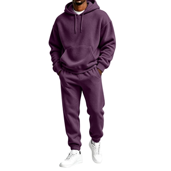 Trgacdwlo Men's Track Suits 2 Piece Sweatsuit Drawstring Fleece Hoodie Sweatshirt & Joggers Sweatpants Set Workout Winter Sweatsuits for Men