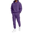 thumbnail image 1 of Trgacdwlo Men's Tracksuit 2 Piece Sweatsuit Set Drawstring Hoddies and Cargo Sweatpants Set Fall Winter Tracksuit Hoodie Suit Set Men's Casual Outfits Dark Purple XL, 1 of 7