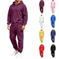 thumbnail image 1 of Trgacdwlo Men's Tracksuits 2 Pieces Set Solid Color Casual Hoodie and Joggers Sport Pant Set Fall Winter Tracksuit Mens Sweatsuit Navy XXL, 1 of 9