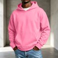 thumbnail image 1 of Trgacdwlo Mens Fleece Hoodies Fall Winter Fuzzy Hoodie Sweatshirts for Men Plain Long Sleeve Flannel Mens Pullover with Pocket Pink XXXL, 1 of 5