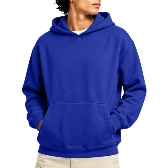 Trgacdwlo Mens Fleece Hoodies Fall Winter Fuzzy Pullover Men Athletic Long Sleeve Flannel Mens Hooded Sweatshirt with Pocket Blue M Blue M
