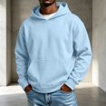 thumbnail image 1 of Trgacdwlo Mens Fleece Hoodies Pullover Fall Winter Fuzzy Mens Sweatshirt Hoodie Solid Color Long Sleeve Flannel Men's Pullover Shirts with Pocket Light Blue L, 1 of 5
