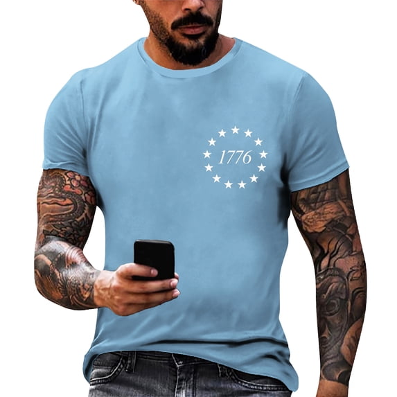 Trgacdwlo Mens Fourth of July Shirt Flag Print 1776-2026 USA 250th Anniversary Shirt Independence Day Mens Short Sleeve Shirts Blue L