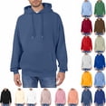 thumbnail image 1 of Trgacdwlo Mens Hoodies Pullover Solid Color Long Sleeve Pullover Men Drawstring Fall Winter Hooded Sweatshirt Men with Pocket Brown M, 1 of 4
