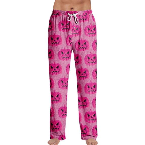 Trgacdwlo Mens Pajama Pants Halloween Cute Pumpkin Graphics Pj Pants Men Elastic Waist Drawstring Fall Winter Mens Lounge Pants with Pockets