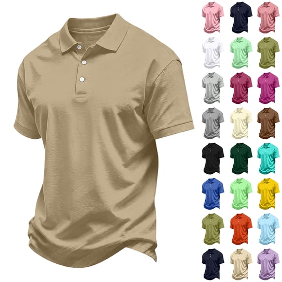 Trgacdwlo Mens Polo Shirts Collared Button Mens Short Sleeve Shirt Quick Dry Summer Sun Protection Mens Golf Polo Shirt Green S