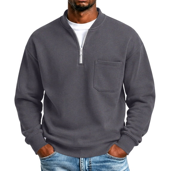 Trgacdwlo Mens Quarter Zip Fleece Sweatshirt Fuzzy Long Sleeve Mens Pullover Sweatshirt Solid Color Fall Winter Warm Workout Sweatshirts for Men with Pocket XL