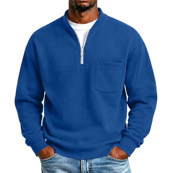 Trgacdwlo Mens Quarter Zip Fleece Sweatshirt Fuzzy Long Sleeve Pullover Men Solid Color Fall Winter Warm Sweatshirts Men with Pocket L