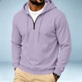 thumbnail image 1 of Trgacdwlo Mens Quarter Zip Hoodie Plain Long Sleeve Pullover for Men Drawstring Fall Winter Gym Sports Mens Sweatshirts Hoodies Light Purple L, 1 of 5