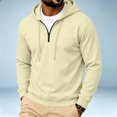 thumbnail image 1 of Trgacdwlo Mens Quarter Zip Hoodies Solid Color Long Sleeve Mens Pullover Shirts Drawstring Fall Winter Workout Men's Sweatshirts and Hoodies Khaki M, 1 of 5