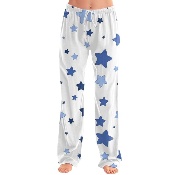 Trgacdwlo Pajama Pants for Women Star Print Wide Leg Pajama Bottoms Women Elastic Waist Drawstring Cozy Soft Fall Lounge Pants Women