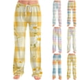 thumbnail image 1 of Trgacdwlo Plaid Pj Pants Women Fall Wide Leg Women's Pajama Bottoms Elastic Waist Drawstring Cozy Soft Women's Sleep Pants, 1 of 4