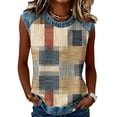 thumbnail image 1 of Trgacdwlo Plaid Womens Tank Tops Crew Neck Raglan Womens Sleeveless Shirts Patchwork Summer Beach Vintage Tunic Shirts for Women, 1 of 6