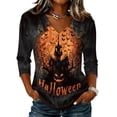 thumbnail image 1 of Trgacdwlo Retro Ghost Halloween Pumpkin Women's Fall Halloween Shirt V Neck Women's 3/4 Sleeve Tops Funny Pumpkin Ghost Fall Pullover Tops, 1 of 5
