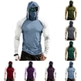 thumbnail image 1 of Trgacdwlo S-4XL Color Block Men's Hooded UPF 50+ Sun Protection Shirts Raglan Long Sleeve Thumb Hole Men Rash Guard with Mask Mens Fishing Shirt, 1 of 10