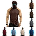 thumbnail image 1 of Trgacdwlo S-4XL Color Block Men's Hooded UPF 50+ Sun Protection Shirts Raglan Long Sleeve Thumb Hole Rash Guard Men with Mask Fishing Shirt Men, 1 of 10