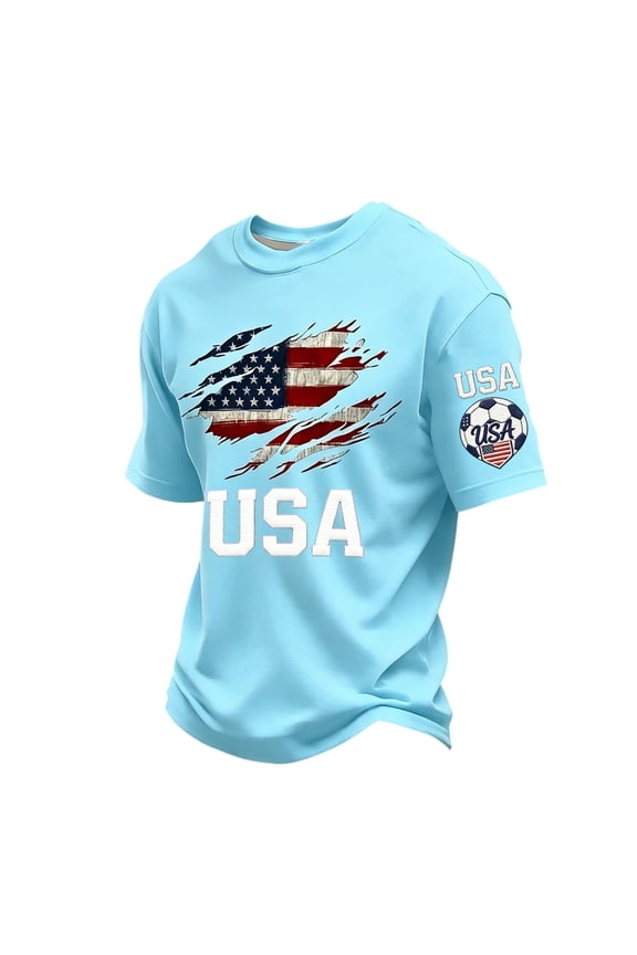 S-4XL Men's 4th of July Shirts Jerseys Independence Day USA 250th Anniversary Shirts 1776-2026 Flag Print Celebration Big and Tall Shirts for Men