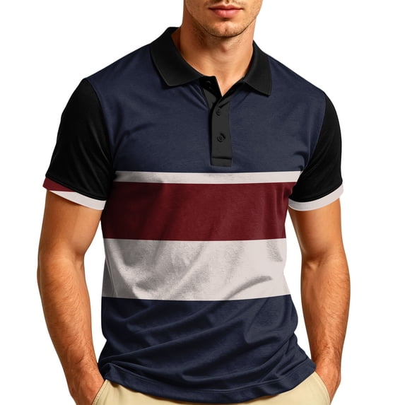 Trgacdwlo S-4XL Mens Golf Polo Shirt Striped Breathable Men Short Sleeve Shirt Summer Quick Dry Sun Protection Polo T Shirts for Men