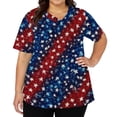 thumbnail image 1 of Trgacdwlo S-5XL 4th of July Plus Size Scrub Tops Stars Stripe Print Women Work Tops V Neck Short Sleeve Nursing Uniform with Pocket, 1 of 5