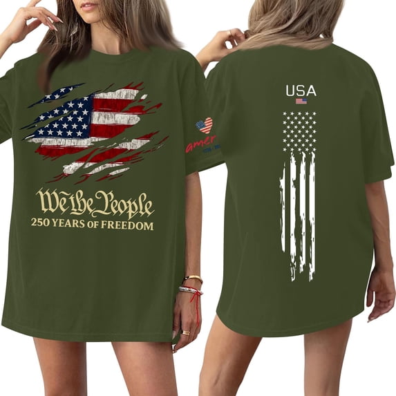 Trgacdwlo S-5XL Plus Size 250th Anniversary USA Shirts for Women 1776-2026 4th of July Shirts Women America Flag Tops Women