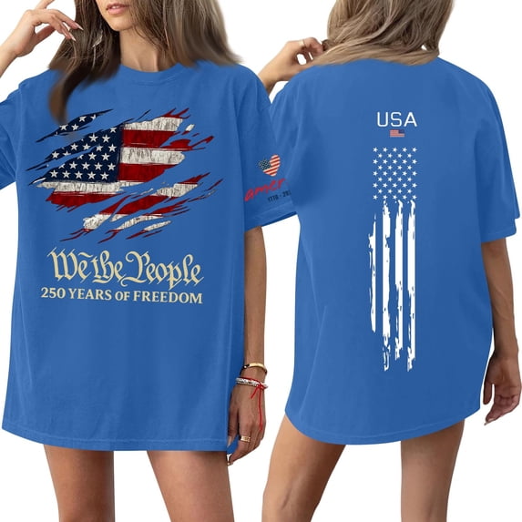 Trgacdwlo S-5XL Plus Size Women's 250th Anniversary Shirt 1776-2026 4th of July Shirts Women Patriotic Shirts Women