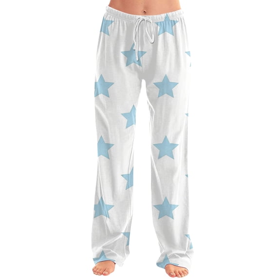 Trgacdwlo Soft Pajama Pants Women Star Print Wide Leg Pajama Bottoms Women Elastic Waist Drawstring Cozy Soft Fall Womens Sleep Pants