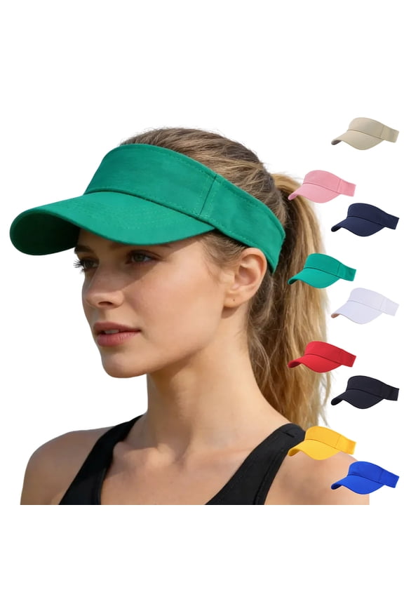 Sports Sun Visor Hats Adjustable Wide Brim Lightweight Breathable UV Protection Sun Hat for Men Women Fishing Tennis Blue