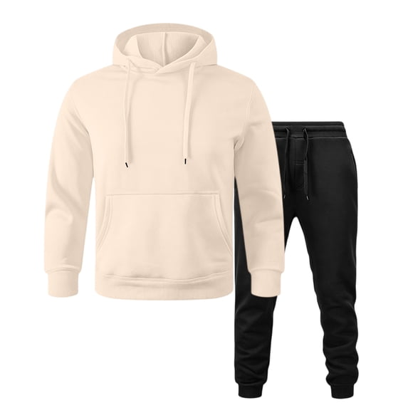 Trgacdwlo Sweatsuits Men 2 Piece Outfit Fleece Hooded Sweatshirt and Sweatpants Jogging Suit Fall Winter Fuzz Tracksuit Mens Sweatsuits Khaki XXXL
