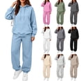 thumbnail image 1 of Trgacdwlo Sweatsuits Women 2 Piece Outfit Tracksuit Solid Color Hoodie Baggy Jogger Sweatpants Set Fall Winter Women Sweat Set Light Gray XXXL, 1 of 6