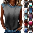 thumbnail image 1 of Trgacdwlo Tank Tops for Women Gradient Crew Neck Women Sleeveless Shirt Patchwork Summer Vintage Womens Tunic Tops, 1 of 7