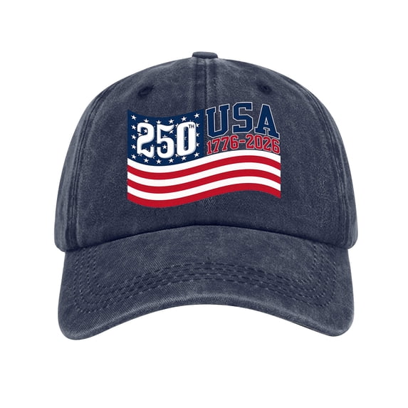 Trgacdwlo USA 250th Anniversary Hat Unisex Adjustable Embroidered Patriotic Hats Independence Day Distressed Vintage Baseball Cap Blue