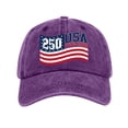 thumbnail image 1 of Trgacdwlo USA 250th Anniversary Hat Unisex Adjustable Embroidered Patriotic Hats USA Flag Distressed Vintage Baseball Cap Purple, 1 of 5