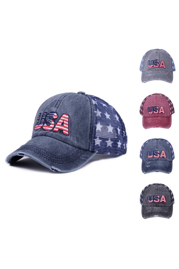USA Flag Baseball Cap Freedom Embroidered Adjustable 250th Anniversary Vintage Baseball Cap Blue