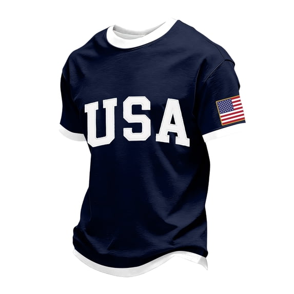 Trgacdwlo USA Mens Shirt 4th of July 250th Anniversary Shirt American Flag Short Sleeve Mens Patriots Shirts Blue XXXL