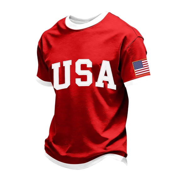 Trgacdwlo USA Shirts for Men 4th of July 250th Anniversary USA Shirts Freedom Short Sleeve Patriots Shirt Men Red M