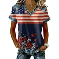 thumbnail image 1 of Trgacdwlo Waffle 250 Anniversary USA T Shirt 1776-2026 Flag Print Women's Short Sleeve Tops Independence Day Red White and Blue 4th of July Shirts Womens L, 1 of 4