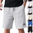 thumbnail image 1 of Trgacdwlo Waffle Shorts Men Elastic Waist Drawstring Men's Beach Shorts Wide Leg Summer Fishing Men's Bermuda Shorts with Pocket Khaki XXXL, 1 of 6