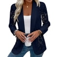 thumbnail image 1 of Trgacdwlo Women's Lace Blazer Open Front Sheer Mesh Blazer Coats Elegant Long Sleeve Casual Lightweight Dressy Summer Jacket Navy S, 1 of 5