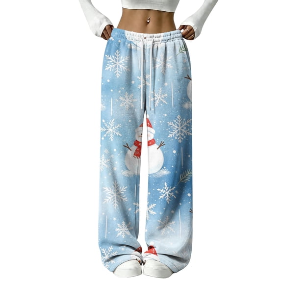 Trgacdwlo Womens Christmas Flannel Pajama Pants Fall Winter Christmas Pattern Womens Fleece Pajama Bottoms Flannel Wide Leg Sleepwear Xmas Womens Pants Casual
