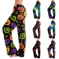 thumbnail image 1 of Trgacdwlo Womens Halloween Pajama Pants Cute Pumpkin Ghost Print Wide Leg Sleep Pants Women Elastic Waist Fall Winter Womens Pj Pants, 1 of 5