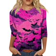thumbnail image 1 of Trgacdwlo Womens Halloween Shirts Funny Pumpkin Ghost Shirts for Women 3/4 Sleeve Funny Ghost Graphic Festival Fall Women's Tunics, 1 of 7