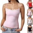 thumbnail image 1 of Trgacdwlo Womens Lace Camisole Tank Tops Stretchy Slim Fit Tank Tops for Women Crop Casual Layering Basic Going Out Women Sleeveless Shirt Red XL, 1 of 6