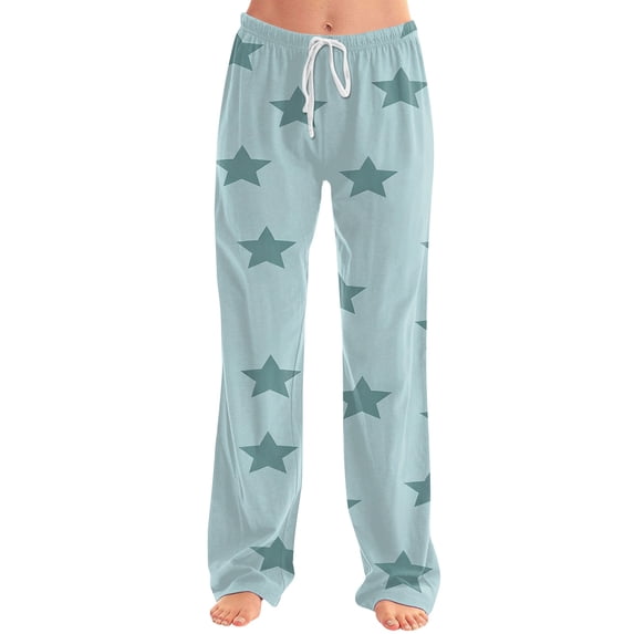 Trgacdwlo Womens Pajama Pants Star Print Wide Leg Women's Pajama Bottoms Elastic Waist Drawstring Cozy Soft Fall Sleep Pants Women