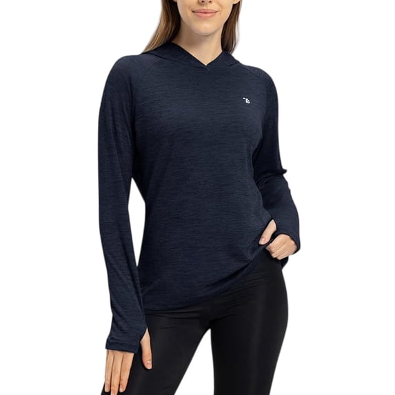 Trgacdwlo Womens UPF 50+ Sun Protection Hoodie Shirt Long Sleeve Rash Guard Fishing Hiking Outdoor Lightweight UV Shirt Navy XL