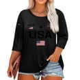 thumbnail image 1 of Trgacdwlo XL-5XL 1776-2026 250 Anniversary USA Shirts Letter Flag Print 3/4 Sleeve Tshirts Shirts for Women Plus Size Independence Day Freedom Womens 4th of July Shirt, 1 of 5
