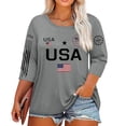 thumbnail image 1 of Trgacdwlo XL-5XL Plus Size USA Shirt Women 4th of July 3/4 Sleeve 250 Anniversary USA Shirt Women Freedom Summer Womens Shirts, 1 of 5