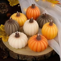 Trglemdw 8 Pcs Fall Pumpkin Candles Little Pumpkin - Shower Favors for Guests Autumn Tealight Candles with Kraft Gift Box for Thanksgiving Autumn Fall Wedding Birthday Decorations 